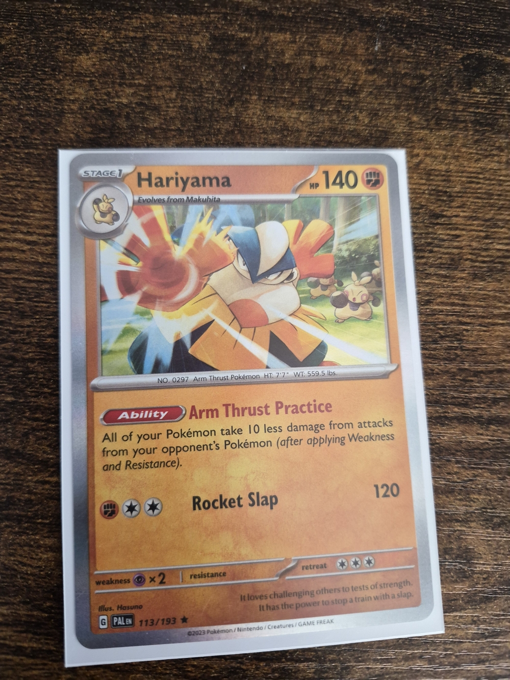 Hariyama Pokémon Card - Orange Fighting Energy Artwork
